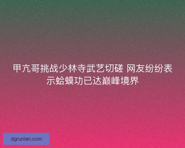 甲亢哥挑战少林寺武艺切磋 网友纷纷表示蛤蟆功已达巅峰境界